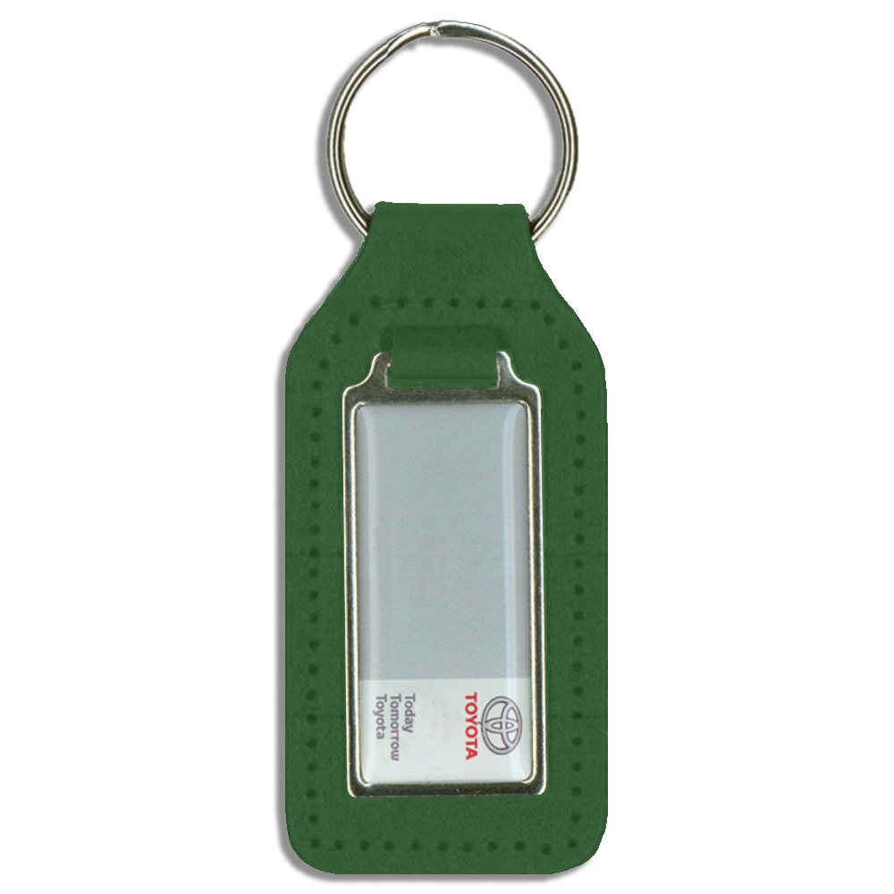 Branded Long Square Shaped Keyfob with Domed Medallion
