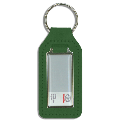 Branded Long Square Shaped Keyfob with Domed Medallion