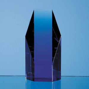 12.5cm Sapphire Blue Optical Crystal Hexagon Award