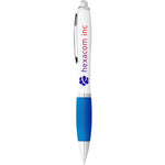 Nash ballpoint pen white barrel and coloured grip