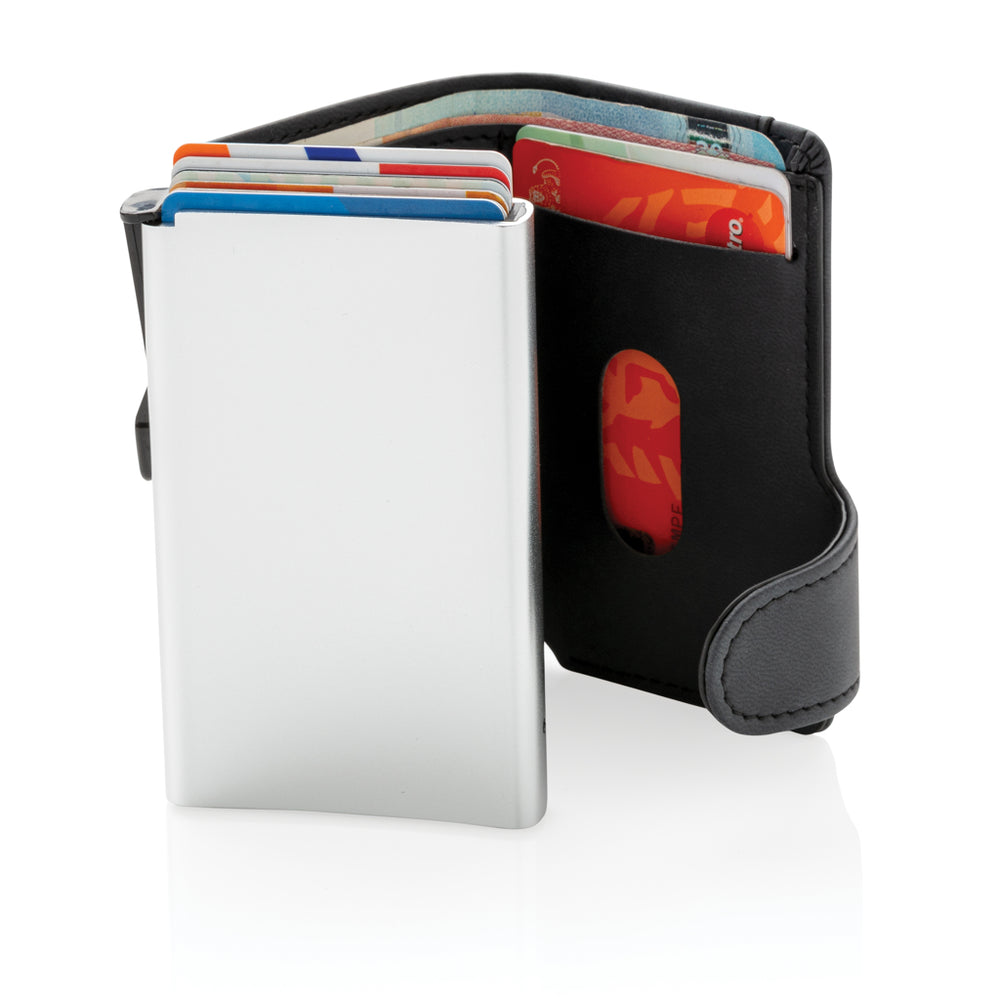 Branded Standard aluminium RFID cardholder with PU wallet