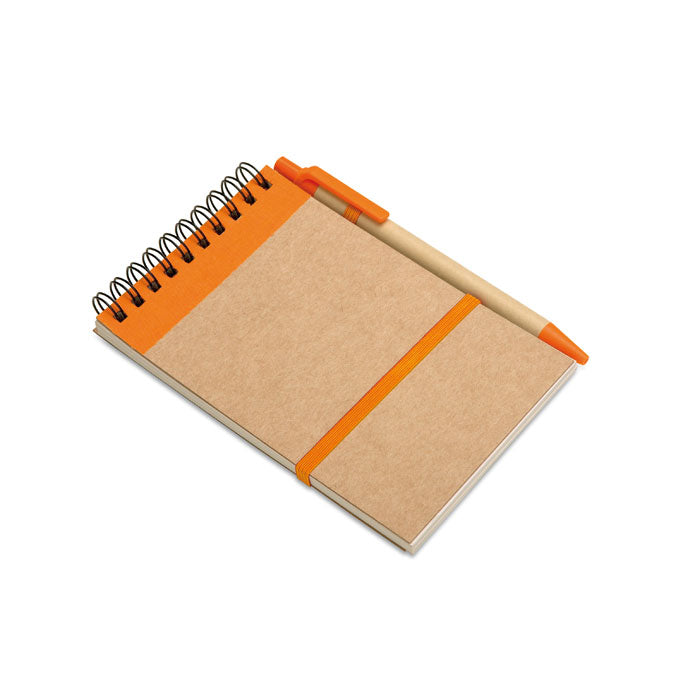 Branded A6 recycled notepad with pen