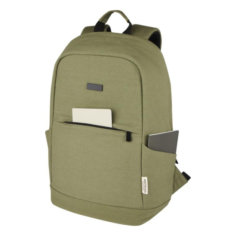 Branded Joey 15.6" GRS recycled canvas anti-theft laptop backpack 18L