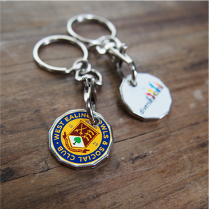 Printed Trolley Coin Keyring - GBP Pound