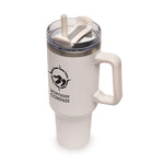 Everest WHITE Stainless Steel Mug with Straw and Handle - 1182ml