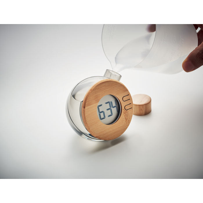 Branded Water powered bamboo LCD clock