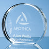 Branded 6cm x 7.5cm Optical Crystal Stand Up Circle Award