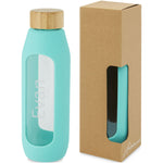 Tidan 600 ml borosilicate glass bottle with silicone grip