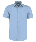 Kustom Kit Short Sleeve Tailored Poplin Shirt Light Blue