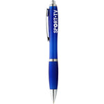 Nash Ballpoint Pen in royal blue with logo branded to the clip