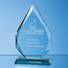 Branded 18.5cm x 12.5cm x 19mm Jade Glass Facetted Diamond Peak Award