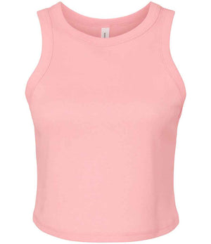 Bella Ladies Micro Rib Racer Tank Top Solid Pink Blend