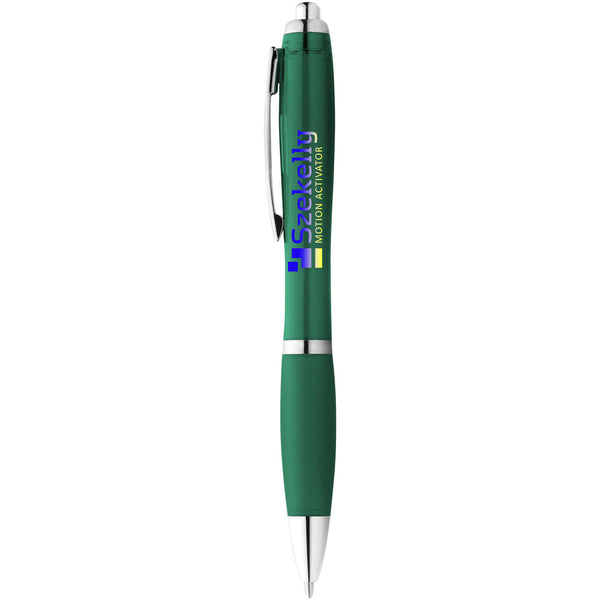 Nash ballpoint pen coloured barrel and grip in green with branding down the barrel