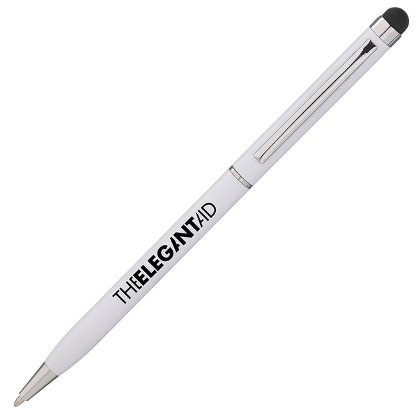 Branded SOFT-TOP metal twist action soft stylus pen