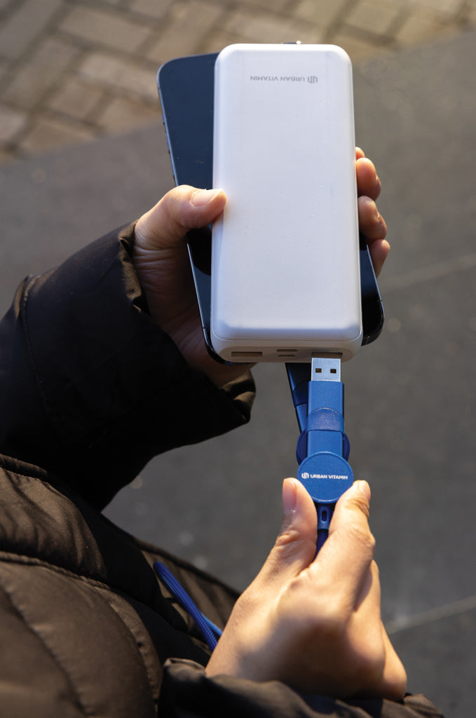 Branded Oakland RCS recycled plastic 6-in-1 fast charging 45W cable