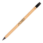 Branded Eternity NATURAL Bamboo Pencil with eraser. BLACK Eraser Long Lasting