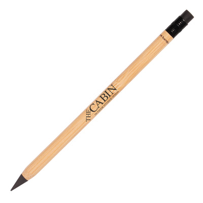 Branded Eternity NATURAL Bamboo Pencil with eraser. BLACK Eraser Long Lasting