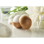 Branded Lip balm in round bamboo case