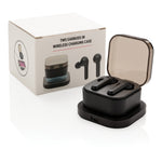 Branded TWS earbuds in wireless charging case