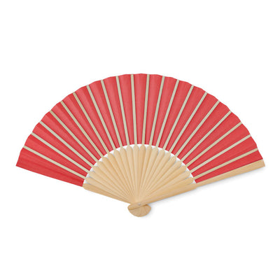 Branded Manual hand fan with bamboo handle