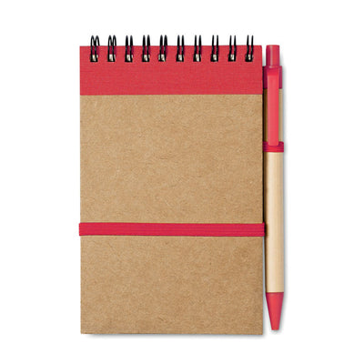 Branded A6 recycled notepad with pen