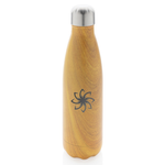 Vacuum insulated stainless steel bottle with wood print