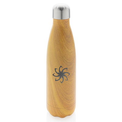 Vacuum insulated stainless steel bottle with wood print