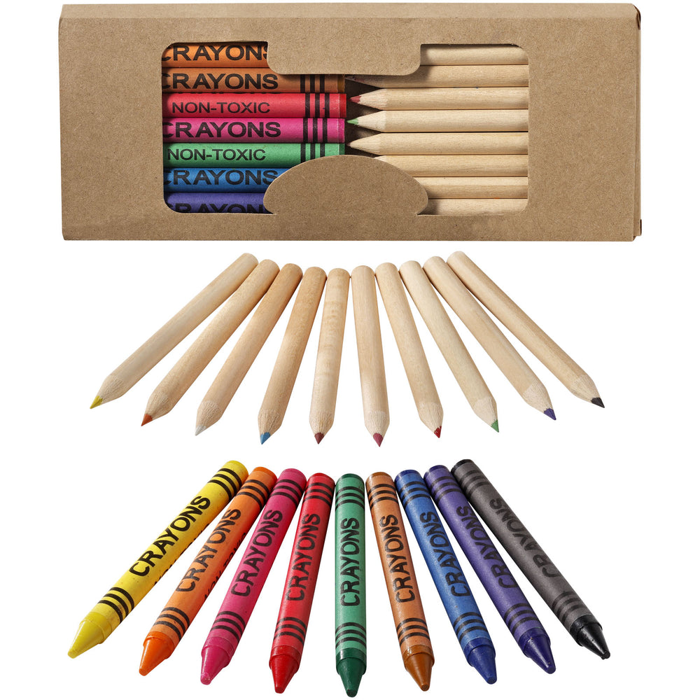 Branded Lucky 19-piece coloured pencil and crayon set