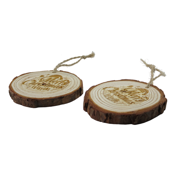 Branded Wooden Log Slice Christmas Decoration