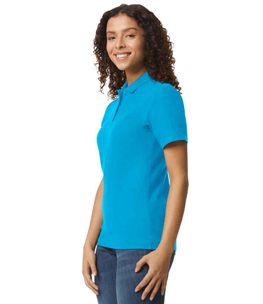 Branded Gildan Ladies SoftStyle® Double Piqué Polo Shirt