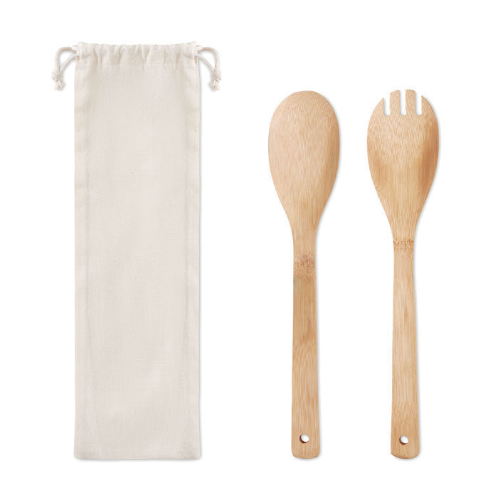 Branded Set bamboo utensils salad