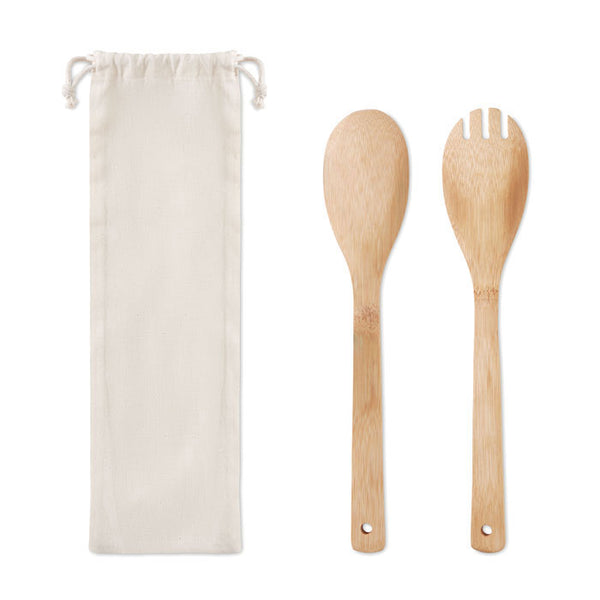 Branded Set bamboo utensils salad