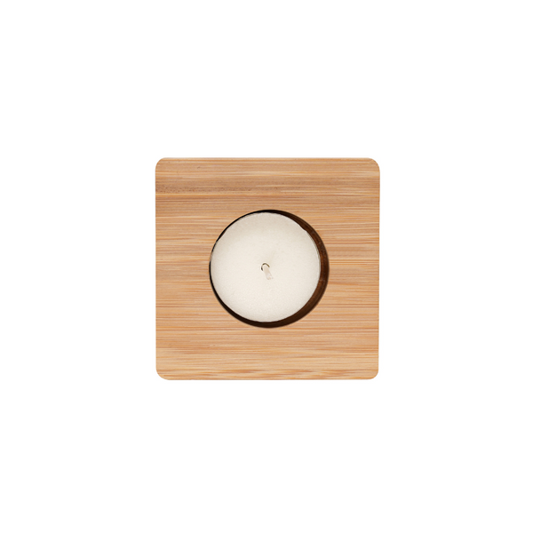 NATURAL Bamboo Candle Holder with Candle