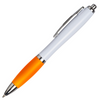Curvy Ball Pen with a white barrel and orange grip