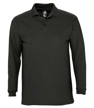 SOL'S Winter II Long Sleeve Cotton Piqué Polo Shirt Black