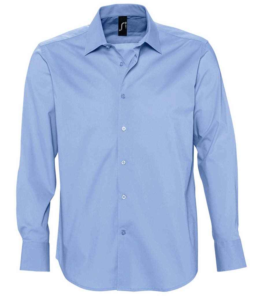 SOL'S Brighton Long Sleeve Fitted Shirt Bright Sky