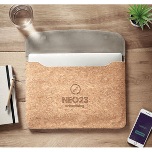 Cork laptop bag magnetic flap 14" Beige