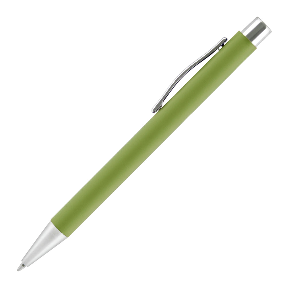 Branded TRAVIS SOFT FEEL ball pen with chrome trim