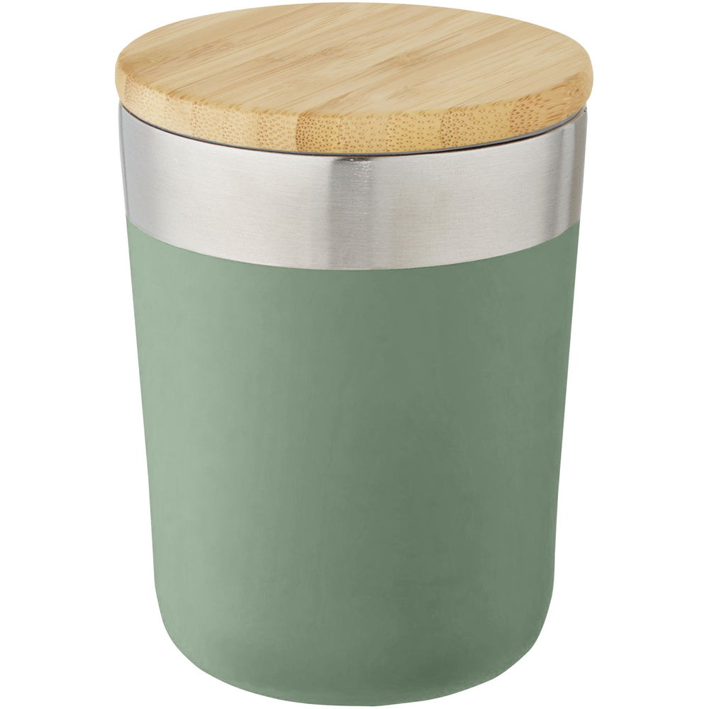 Branded Lagan 300 ml copper vacuum insulated stainless steel tumbler with bamboo lid