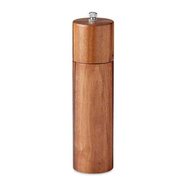Branded Pepper grinder in acacia wood