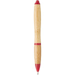 Nash bamboo ballpoint pen with red accents