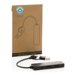 Branded RCS recycled plastic USB hub with dual input