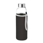 Glass bottle in pouch 500ml Black