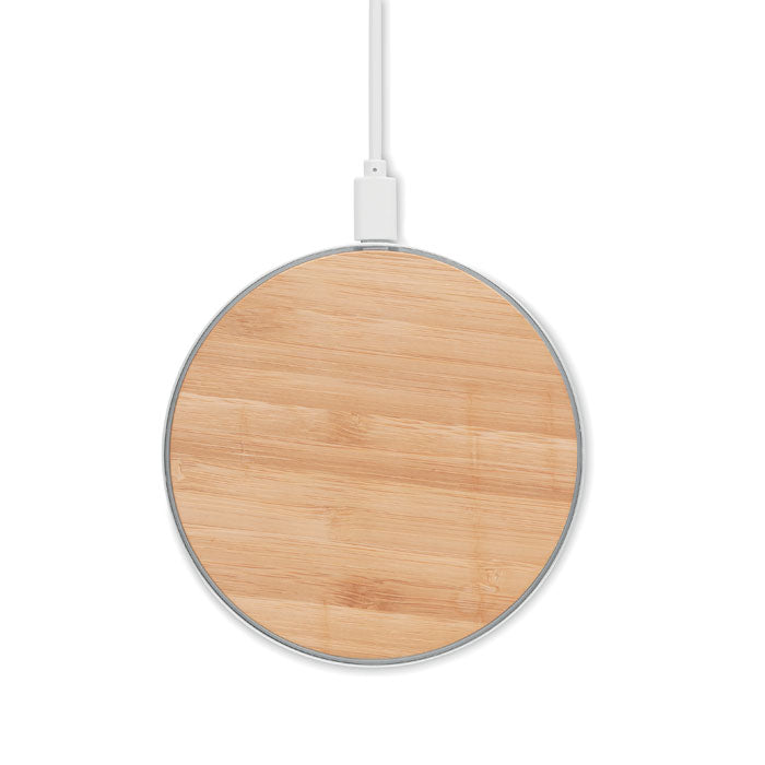 Branded Bamboo and Aluminium wireless charger 10W