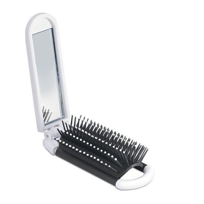 Foldable hairbrush with mirror
