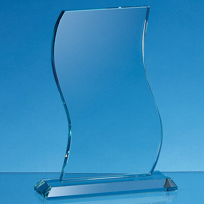 Branded 20.5cm x 13cm x 15mm Jade Glass Wave Award