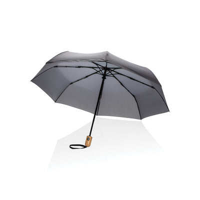 Branded 21" Impact AWARE™ RPET 190T bamboo auto open/close umbrella