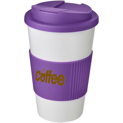 Branded Americano® 350 ml tumbler with grip & spill-proof lid