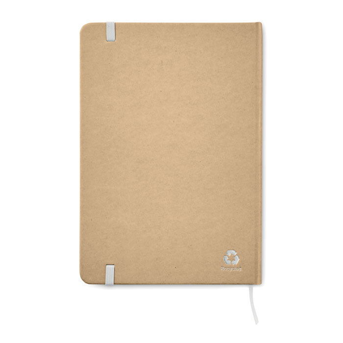 Branded A5 recycled notebook 80 lined with elastic strap