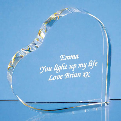 10cm Optical Crystal Stand Up Heart on Side
